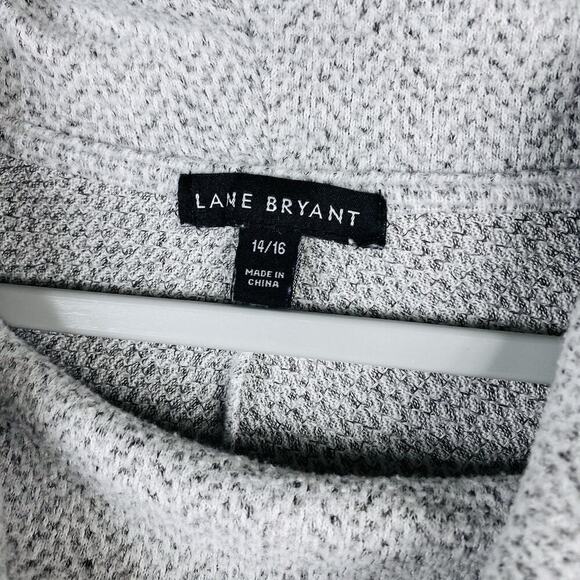 Lane Bryant Plus Size 14 16 Herringbone Cowl Neck Poncho Sweater Gray - Picture 6 of 8